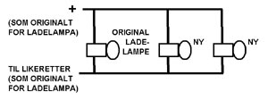 Diagram for paralell-innkobling av ekstra ladelamper.